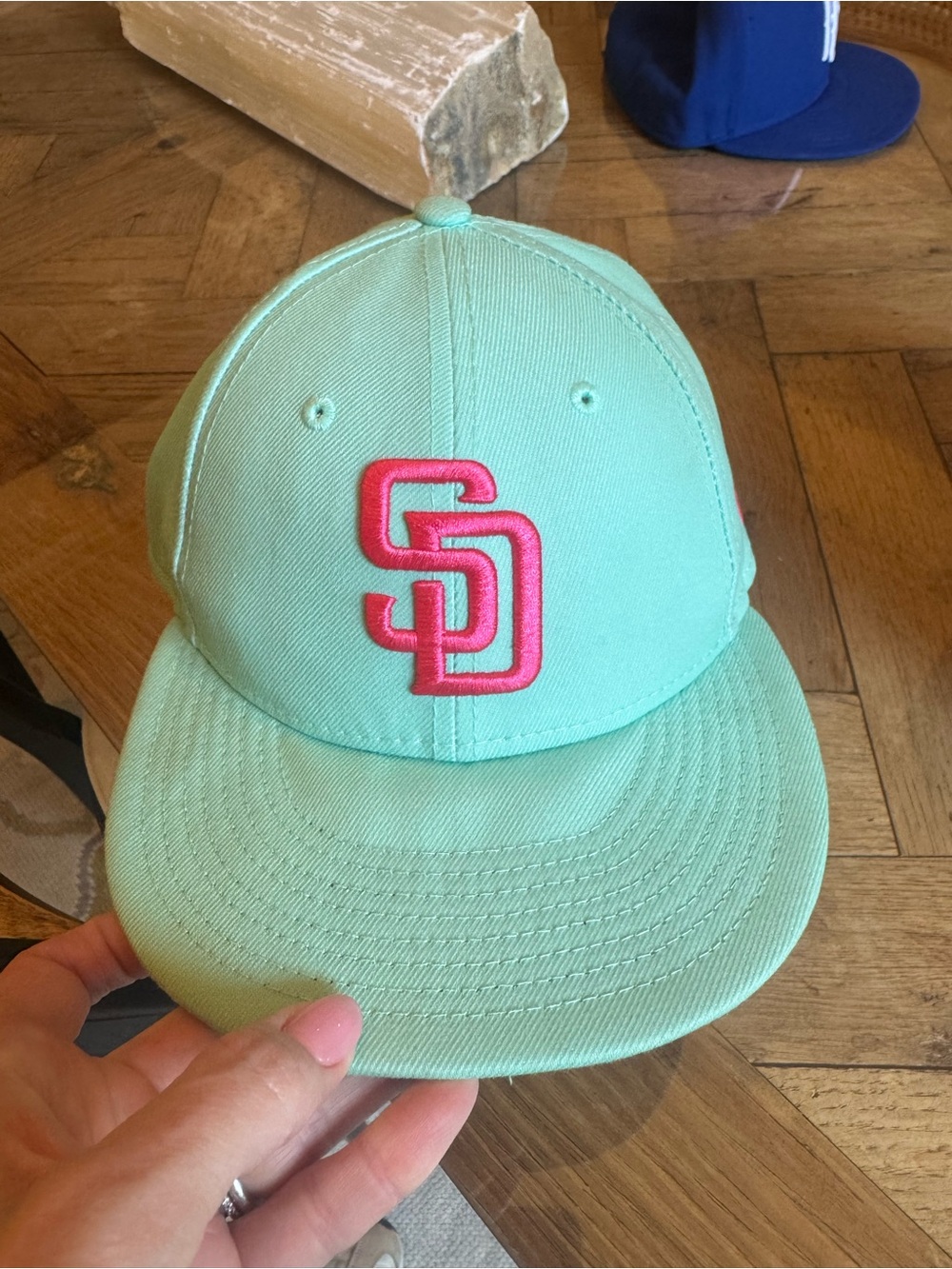 Mint Green San Diego Baseball Hat with Pink SD Logo